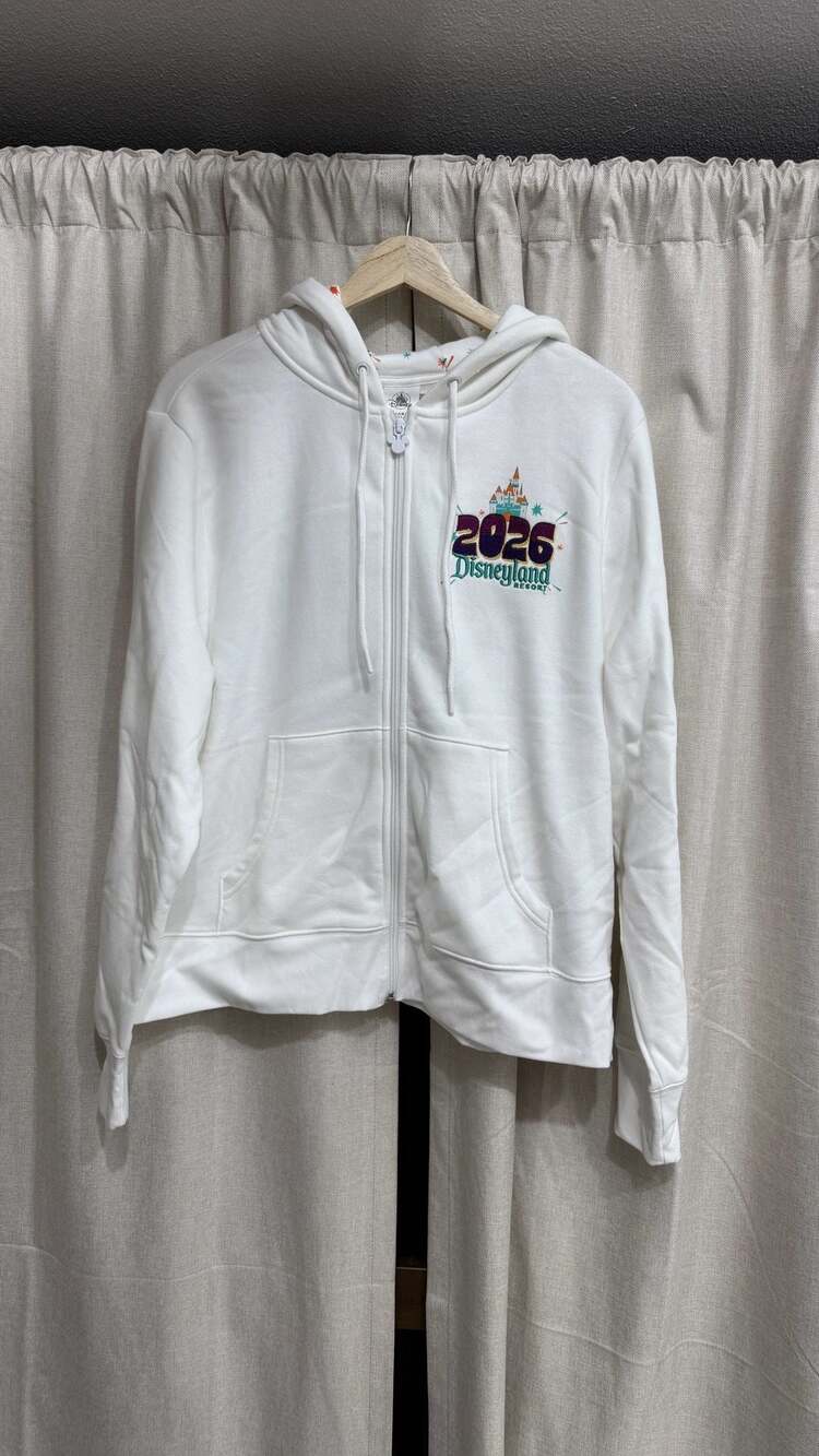 Disney Parks 2026 Disneyland Resort White Full Zip Hoodie Sweatshirt